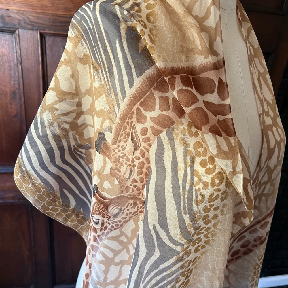 Salvatore Ferragamo Safari Giraffe Zebra Print Silk Scarf